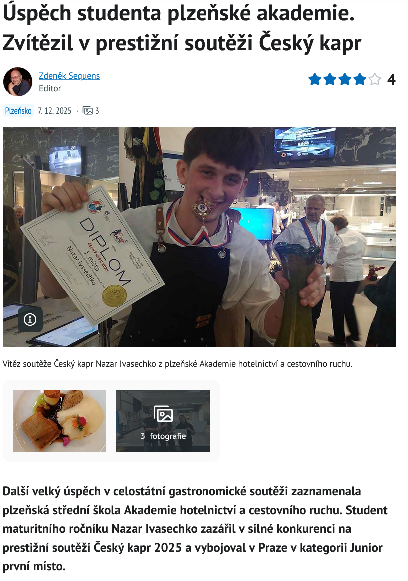 Soutěž Český kapr 2025 má v kategorii junior svého vítěze